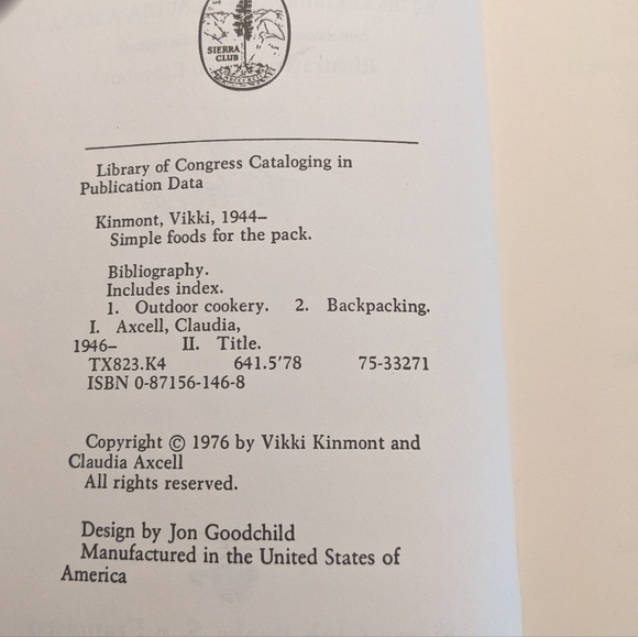 1976 Sierra Club Simple Foods For The Pack Cookbook Camping Recipes - Picture 8 of 10